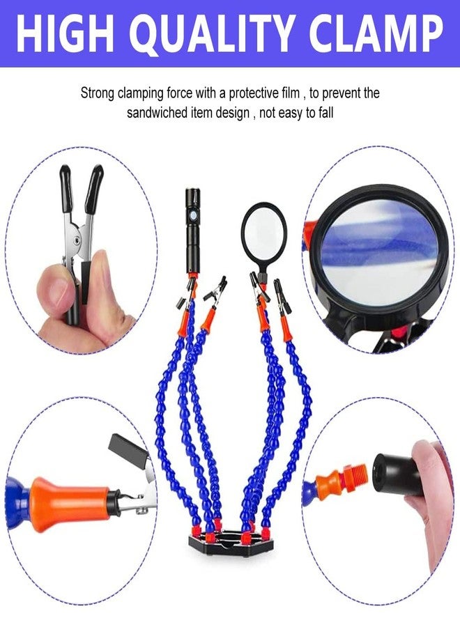 Futaba Multi Soldering Tool with Flexible 6 Arms- With 3X Magnifying Lamp and Light - Blue - Image 3